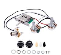 Banworks Kit cableado guitarra eléctrica, 1 tono 1 vol preconectado 500K | Potenciómetros mini 1T1A, interruptor 5 vías, jack 6,35 mm para Fender/Squier Stratocaster JT/DLZC-03
