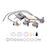 Banworks Kit cableado guitarra eléctrica, 2 tono 1 vol preconectado 250K | Potenciómetros Mini 2T1V, interruptor 5 vías, jack 6,35 mm para Fender/Squier Stratocaster ST JT/DLZC-02