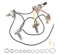 Banworks Kit de arnés de cableado de guitarra eléctrica, 2 volúmenes, 1 tono, interruptor de palanca de 3 vías precableado de 250 K 2B1A con conector de salida de 6,35 mm para guardabarros de estilo