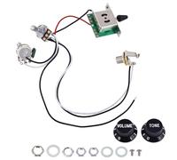 Banworks Kit de arnés de cableado para guitarra eléctrica, 1 tono, 1 volumen, precableado, interruptor de hoja de 5 vías, 500 K, 1A1B, mini ollas con conector de salida de 6,35 mm para guardabarros de