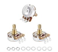 Banworks Latón A250K+B250K M8 Rosca M8 Macetas métricas 2A1B 18 ranuras de eje corto dividido (15 mm de longitud) Potenciómetros de audio y cónico lineal para Epiphone Les Paul LP/SG Squier Strat/Tele