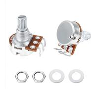 Banworks Mini macetas métricas de aluminio M8 con rosca A250K, eje corto dividido de 18 ranuras (15 mm de longitud), potenciómetros para guitarras eléctricas Squier, Epiphone, Ibanez, ESP, paquete de