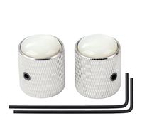 Banworks Perillas de control de guitarra de metal para bajo métrico de 6 mm, perilla de velocidad de cúpula blanca, perilla superior para Squier Telecaster Tele Super Strat ST Guitarras eléctricas