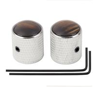 Banworks Perillas de control de guitarra de metal para bajo métrico de 6 mm, perilla de velocidad de cúpula ámbar, perilla superior para guitarra eléctrica Squier Telecaster Tele Super Strat ST, bajo