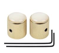 Banworks Perillas de control de guitarra de metal para bajo métrico de 6 mm, perilla de velocidad de cúpula blanca, perilla superior para Squier Telecaster Tele Super Strat ST, guitarras eléctricas