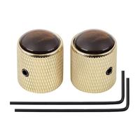 Banworks Perillas de control de guitarra de metal para bajo métrico de 6 mm, perilla de velocidad de cúpula ámbar, perilla superior para guitarra eléctrica Squier Telecaster Tele Super Strat ST, bajo