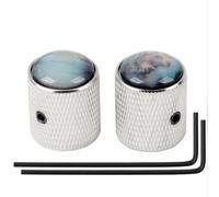 Banworks Perillas de control de guitarra de metal para bajo métrico de 6 mm, perilla de velocidad de cúpula colorida para guitarra eléctrica Squier Telecaster Tele Super Strat ST, bajo, paquete de 2