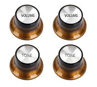 Banworks Perillas de control de guitarra estilo años 60, 24 ranuras, 2 tonos, 2 perillas de volumen, perillas de velocidad superior de aluminio de 6 mm (15/64 pulgadas) para guitarras eléctricas