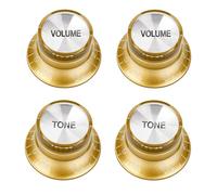 Banworks Perillas de control estilo años 60 de 2 perillas de tono 2 perillas de volumen perillas de velocidad parte superior de aluminio métricas de 6mm 18 estrías para EPI LP SG JT/XN-03 dorado