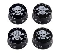 Banworks Perillas de control estilo años 60 de 2 perillas de tono y 2 perillas de volumen perillas de velocidad métricas de 6 mm 18 estrías para EPI Les Paul SG JT/XN-02 color negro con patrón blanco