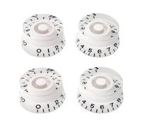 Banworks Perillas de control estilo años 60 de 2 perillas de tono y 2 perillas de volumen perillas de velocidad métricas de 6 mm 18 estrías para EPI Les Paul SG JT/XN-02 números blancos y negros