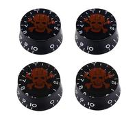 Banworks Perillas de control estilo años 60 de 2 perillas de tono y 2 perillas de volumen perillas de velocidad métricas de 6 mm 18 estrías para EPI Les Paul SG JT/XN-02 patrón negro y rojo
