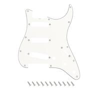 Banworks Pickguard '64-'65 Strat SSS muesca varilla tensión, 3 capas 11 agujeros para AVRI Vintage I-II Fender Strat US JT/HB-43 Blanco Vintage