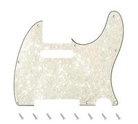 Banworks Pickguard de Guitarra Eléctrica de 4 Capas 8-Hoyo American TL | Placa de rasguño con 2 agujeros para Fender Modern Standard Tele Telecaster US/MX, JT/HB-03 Perla blanca vintage