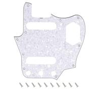 Banworks Pickguard de Jaguar de los años 60 con muesca para el alma, 4 capas, 10 agujeros, placa de rasguño Jaguar para Fender Jaguar estilo moderno y vintage de EE. UU. JT/HB-29 Perla Blanca