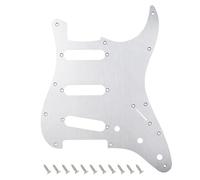 Banworks Pickguard guitarra eléctrica aluminio CNC SSS 1 capa 11 agujeros | Protector de guitarra de borde recto de 1.5mm de grosor para Fender Stratocaster Strat ST JT/HB-01 en plata, USA/México