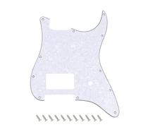 Banworks Pickguard ST 4 capas corte humbucker esquina cuadrada única | Control volumen único con corte, placa rasguño 11 agujeros Fender Tom Delonge Stratocaster ST JT/HB-31 perla blanca