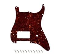Banworks Pickguard ST 4 capas corte humbucker esquina cuadrada única | Control volumen único con corte, placa rasguño 11 agujeros Fender Tom Delonge Strat ST JT/HB-31 tortuga marrón oscuro