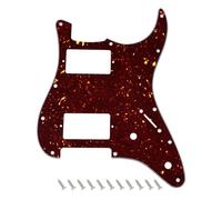 Banworks Pickguard ST HH 11 agujeros humbucker esquina cuadrada | Placa de rasguño 4 capas Fender Squier Strat, compatible con Humbuckers cubiertos/descubiertos JT/HB-33 tortuga marrón oscuro