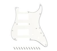 Banworks Pickguard ST HSH 11 agujeros 3 capas humbucker esquina cuadrada | Compatible con humbuckers cubiertos/descubiertos, placa rasguños Fender Strat JT/HB-35 EE.UU./MX, blanco vintage