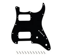 Banworks Pickguard Strat HH esquina redondeada humbucker abierto 2 potenciómetros, 3 capas 11 agujeros para Fender Squier Strat ST JT/HB-32 negra