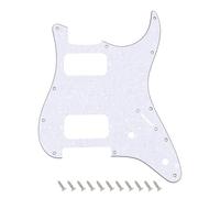 Banworks Pickguard Strat HH esquina redondeada humbucker abierto 2 potenciómetros, 4 capas 11 agujeros para Fender Squier Strat ST JT/HB-32 perla blanca