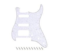 Banworks Pickguard Strat HSS humbucker abierto esquina redonda 2 tornillos corte puente FR, 4 capas 11 agujeros para Fender Strat ST JT/HB-46 Perla Blanca