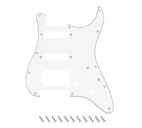 Banworks Pickguard Strat HSS humbucker abierto esquina redonda 4 tornillos, 3 capas 11 agujeros para Fender Strat ST JT/HB-45 Blanco