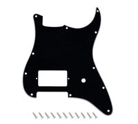 Banworks Placa de golpeo Strat con corte para humbucker de esquina cuadrada y control de volumen, placa de golpeo de 3 capas y 11 agujeros para Fender Tom DeLonge Stratocaster JT/HB-31, negra