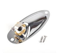 Banworks Placa de salida de metal Banworks de 6,35 mm, conector de entrada tipo barco con carga de salida para guitarra eléctrica Stratocaster Strat ST, piezas y accesorios JT/CK-03 cromado