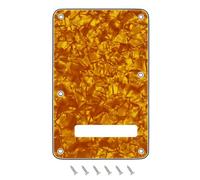 Banworks Placa posterior para guitarra eléctrica de 4 capas con cubierta para trémolo de 6 orificios para Stratocaster estándar estadounidense/mexicana ST JT/HGB-01, color amarillo perlado