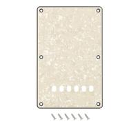 Banworks Placa trasera ST 6 agujeros, borde biselado, tapa trémolo 4 capas | Placa trasera de guitarra eléctrica para Squier Stratocaster Strat ST JT/HGB-04 hecha en China, color perla blanca vintage