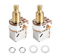 Banworks Potenciómetro de guitarra B250K latón rosca imperial 3/8" con tira y afloja, eje largo dividido 18 estrías (longitud 18 mm), potenciómetro de conicidad lineal, juego de 2 unidades JT/XNQ-28