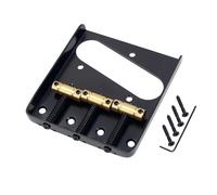 Banworks Puente fijo con cordal sin trémolo para 6 cuerdas 54 mm (2-1/8") cuerdas a través del cuerpo puente fijo rígido con 3 silletas de latón para Squier Tele JT/GDQQ-05 color negro