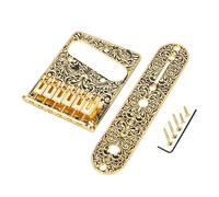 Banworks Puente fijo con cordal y cuerdas a través del cuerpo, puente fijo rígido con placa de control de interruptor para guitarra eléctrica Tele JT/QQTZ-01 dorado