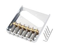 Banworks Puente fijo cordal sin trémolo cordal vintage de 6 cuerdas de 54 mm (2-1/8") con cuerdas a través del cuerpo puente rígido fijo con 6 silletas de latón para Squier Tele JT/GDQQ-07 cromado