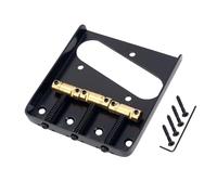 Banworks Puente fijo sin trémolo para 6 cuerdas estilo vintage de 54 mm (2-1/8") con cuerdas a través del cuerpo y 3 silletas compensadas de latón para Squier Tele JT/GDQQ-06 color negro