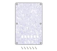 Banworks Strat - Cubierta trasera de 6 agujeros para guitarra eléctrica, trémolo, borde biselado, cubierta trasera para Squier Stratocaster Strat ST JT/HGB-04 de 4 capas, color blanco perla