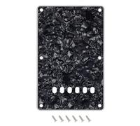 Banworks Strat - Cubierta trasera de 6 agujeros para guitarra eléctrica, trémolo, borde biselado, cubierta trasera para Squier Stratocaster Strat ST JT/HGB-04 de 4 capas, color negro perla