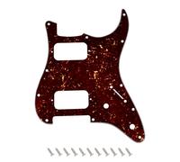 Banworks Strat HH - Golpeador con humbucker abierto de esquina redonda y 2 macetas, placa de arañazos Strat de 4 capas y 11 agujeros para Fender Squier Stratocaster Strat ST JT/HB-32 marrón oscuro