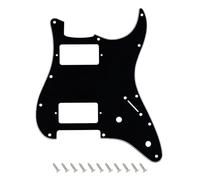 Banworks Strat HH Pickguard - Golpeador de esquina cuadrada de 2 ollas, se adapta a pastillas Humbucker cubiertas y descubiertas, placa de arañazos de 3 capas y 11 agujeros para Fender Squier