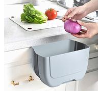 BanYakong Mini cubo de basura plegable colgante para puerta de armario de cocina, pequeño cubo de basura plegable debajo del fregadero, contenedor de basura plegable montado en la pared, mini