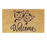 Banzaii Felpudo de Coco Entrada Casa 40x70 cm con Base Antideslizante - Welcome Gatos