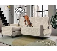 Banzaii - Funda para sofá con Chaise Longue Impermeable de 3 plazas, Acolchada, Reversible, con Bolsillos de Almacenamiento, Color Crema con Chaise Longue Derecha/Izquierda