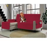 Banzaii - Funda para sofá con Chaise Longue Impermeable de 3 plazas, Acolchada, Reversible, con Bolsillos de Almacenamiento, Color Burdeos con Chaise Longue Derecha/Izquierda