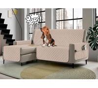 Banzaii - Funda para sofá con Chaise Longue Impermeable de 3 plazas, Acolchada, Reversible, con Bolsillos de Almacenamiento, Color Arena con Chaise Longue Derecha/Izquierda