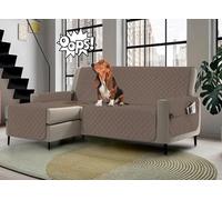 Banzaii - Funda para sofá con Chaise Longue Impermeable de 3 plazas, Acolchada, Reversible, con Bolsillos de Almacenamiento, Color Cuerda con Chaise Longue Derecha/Izquierda