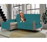 Banzaii - Funda para sofá con Chaise Longue Impermeable de 4 Plazas, Acolchada, Reversible, con Bolsillos de Almacenamiento, Color Petróleo con Chaise Longue Derecha/Izquierda