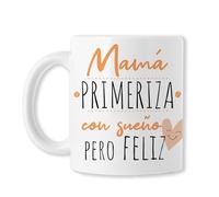 BAOBAB REGALOS DÍA DE LA MADRE (Taza Mamá Primeriza, con sueño pero feliz - Regalo Para Madre, Día De La Madre - Maternidad - Madre Primeriza - Para mi mamá. Cerámica blanca)