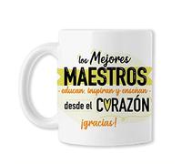 BAOBAB REGALOS Los Mejores Maestros, educan, inspiran y enseñan desde el Corazón - Taza Profesores y Profesoras Fin De Curso - maestro - maestra. Cerámica blanca Ideal Para Beber Café